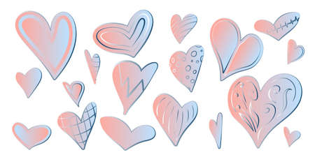 Vector illustration. Love theme. Isolated elements. Clipart. Delicate pink range.のイラスト素材