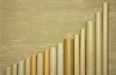 graph using cardboard tubes to show increase in recyclingの写真素材