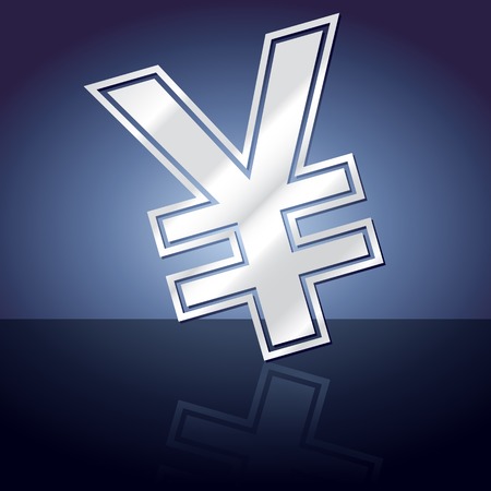 Graphic icon of yen sign symbol with reflection.のイラスト素材