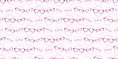 seamless background repeat pattern of female heads wearing glassesのイラスト素材