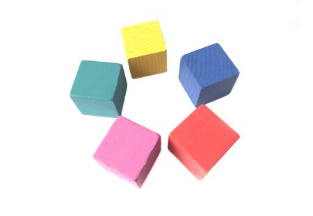 colored cubes stacked in a circle on a white background