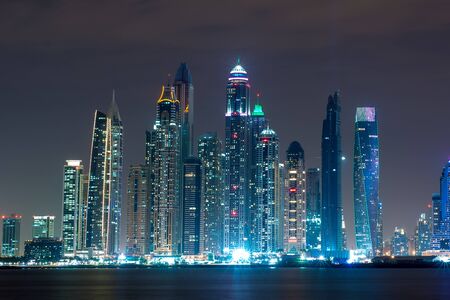 Dubai Cityscape Marina Panorama at Night - View from Atlantis The Palm Tomasz Ganclerz 17 March 2017のeditorial素材