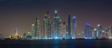 Dubai Cityscape Marina Panorama at Night - View from Atlantis The Palm Tomasz Ganclerz 17 March 2017のeditorial素材