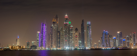 Dubai Cityscape Marina Panorama at Night - View from Atlantis The Palm Tomasz Ganclerz 17 March 2017のeditorial素材