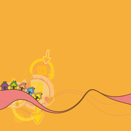 abstract background with houses and waes.のイラスト素材