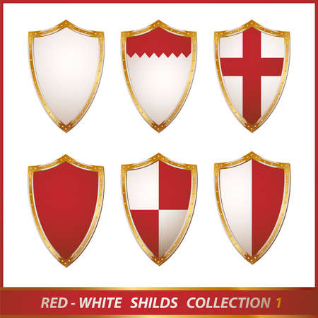 red-white shields collection, illustrationの写真素材