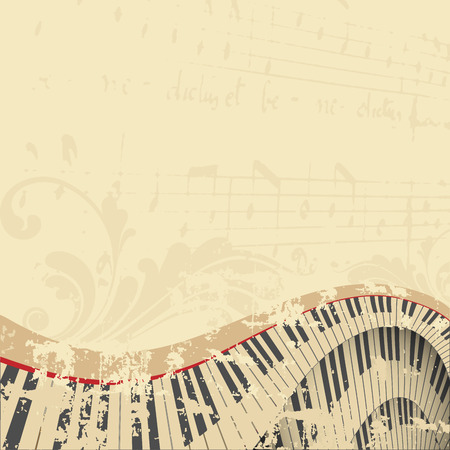 grunge musical background with piano keyboardのイラスト素材
