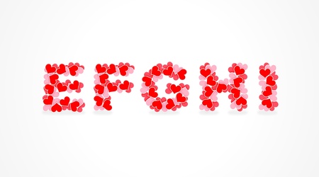 isolated letters of alphabet containing small red heartsの写真素材