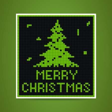 vector green christmas card in tetris styleのイラスト素材