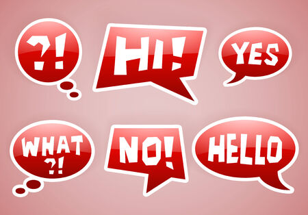 set of vector red speech bubbles with some signsのイラスト素材