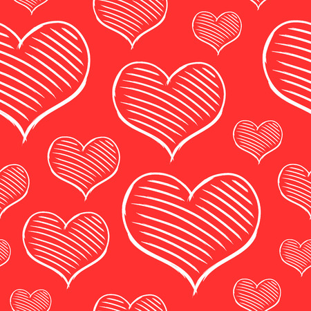 vector repeated valentine pattern with many white heartのイラスト素材