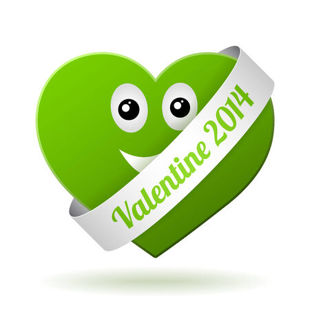 vector boy valentine heart with sign on the white ribbonのイラスト素材
