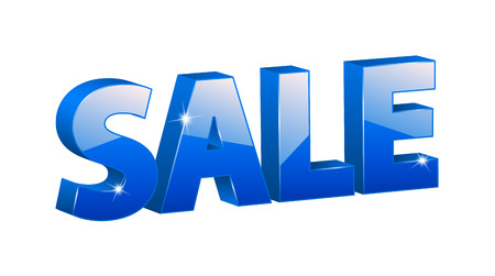 3D blue sale sign with nice sparkle and reflectionのイラスト素材