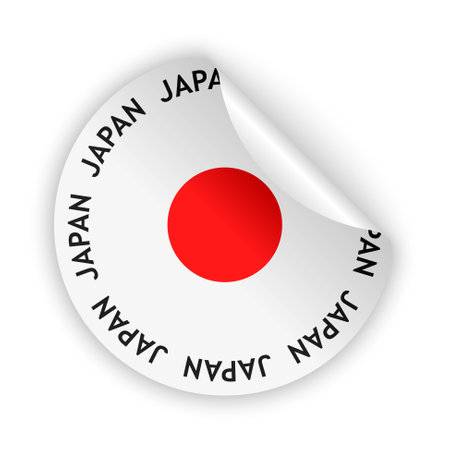 vector white bent sticker with flag of the japanのイラスト素材