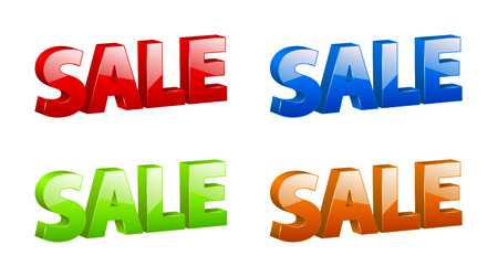 vector 3D color sale signs with nice sparkle and reflectionのイラスト素材
