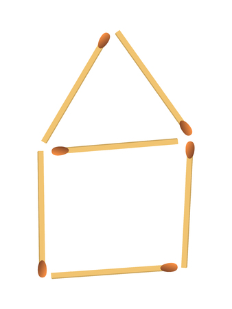 set of vector matches in house shape on white backgroundのイラスト素材