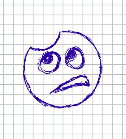 vector hand drawn illustration of emoticon on the squared school notebookのイラスト素材