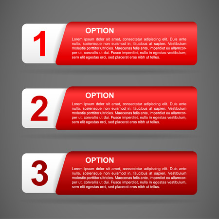 vector red paper option labels with number of option on ribbonのイラスト素材