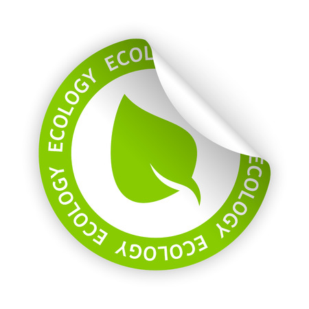 vector white bent sticker with symbol of ecologyのイラスト素材