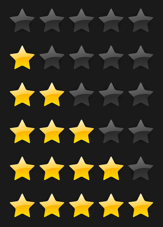 set of rating stars on the dark backgroundのイラスト素材