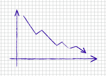 hand drawn illustration of chart on the squared school notebookのイラスト素材