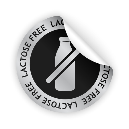 vector white bent sticker with symbol of lactose freeのイラスト素材