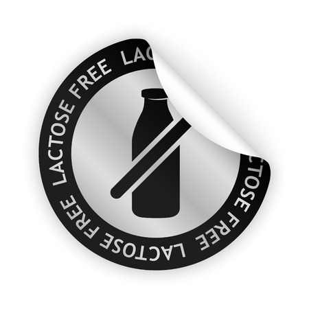vector white bent sticker with symbol of lactose freeのイラスト素材
