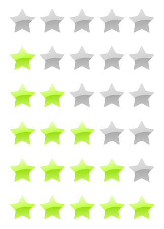 set of vector green rating stars on the white backgroundのイラスト素材