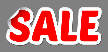 vector white bent sticker with red sale signのイラスト素材