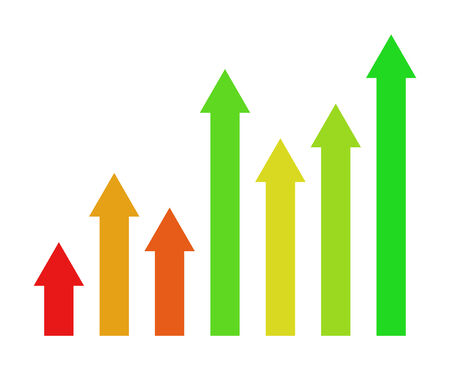 set of vector color arrows in the chartのイラスト素材