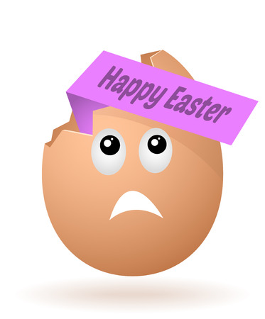 vector cartoon broken egg with easter greetingのイラスト素材