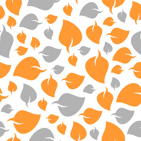 vector repeated ecology pattern with many orange and gray leavesのイラスト素材