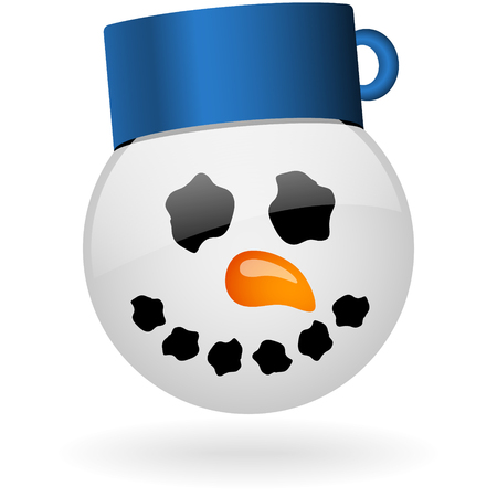 vector glass button with symbol of snowmanのイラスト素材