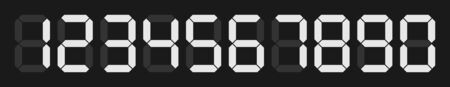 set of digital numbers on black background for digital calculator