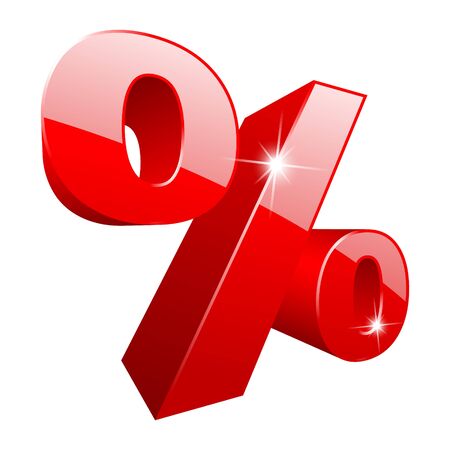 vector 3D red percent sign with nice sparkle and reflectionのイラスト素材