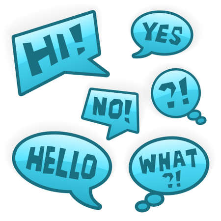 vector stickers of blue glossy comic bubblesのイラスト素材