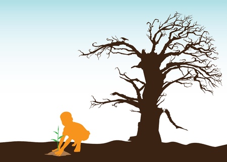 Boy Is Saving the Environmentのイラスト素材