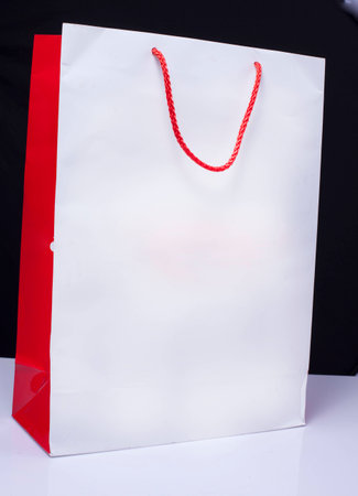 White and red paper bagの写真素材