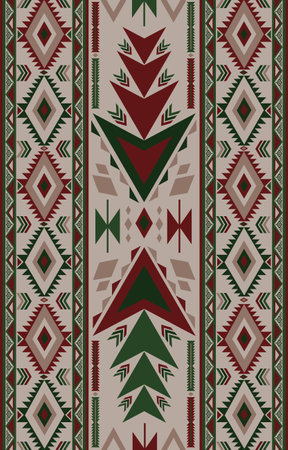 pattern in ethnic concept. There are geometric shapes in this ethnic pattern makes it looks Indian style This ethnic design is suitable for textile industry, fashion industry and also home decoratingのイラスト素材