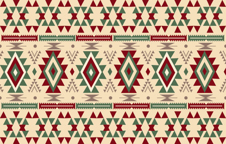 pattern in ethnic concept. There are geometric shapes in this ethnic pattern makes it looks Indian style This ethnic design is suitable for textile industry, fashion industry and also home decoratingのイラスト素材
