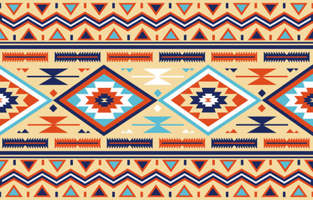 pattern in ethnic concept. There are geometric shapes in this ethnic pattern makes it looks Indian style This ethnic design is suitable for textile industry, fashion industry and also home decoratingのイラスト素材
