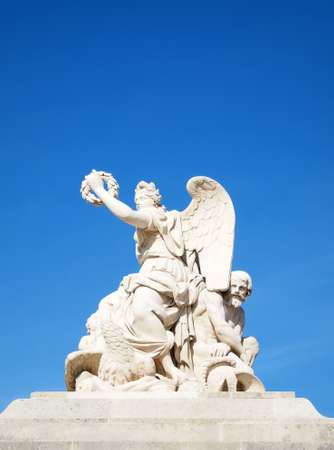 Statue at facade of Versailles Chateau entrance in France , Europeの写真素材