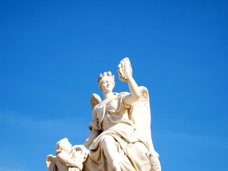 Statue at facade of Versailles Chateau entrance in France , Europeの写真素材