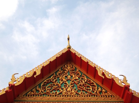 The Roof Gable on Temple for Buddhist in thailand , Isolated on White (Horizontal)の写真素材