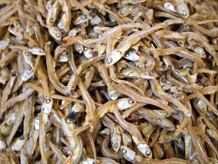 Dried small fish at almost market in Thailandの写真素材