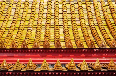 Roof Tiles at Temple pattern in Bangkok , Thailand の写真素材