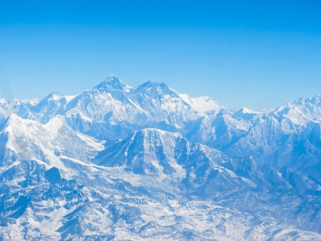 Everest and Lhotse mountain peaks. View from Kala Pattar - Nepal の写真素材