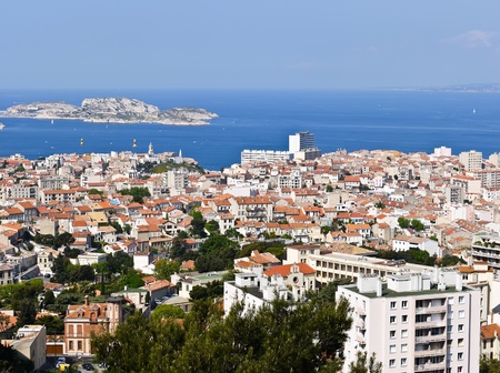 view Port of Marseille France and the If castleの写真素材