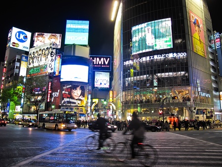 TOKYO, JAPAN - APRIL 14: Shibuya is one of Tokyo's most colorful and busy districts, Japan ; on April 14, 2010 in Tokyo, Japan. のeditorial素材