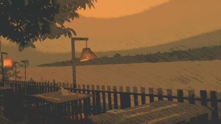 Dinner at the riverside restaurantの素材